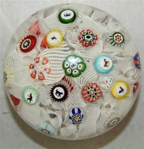 A mid 19th century Baccarat spaced millefiori paperweight, c.1848, 7cm